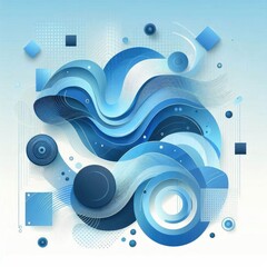 Fototapete - Create a modern digital background using shades of blue, featuring abstract shapes and flowing forms. Incorporate varying textures and gradients to add depth, while maintaining a balanced, harmonious 