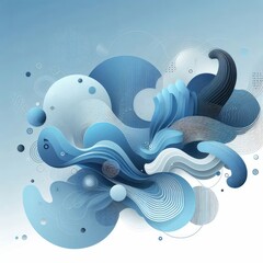 Fototapete - Create a modern digital background using shades of blue, featuring abstract shapes and flowing forms. Incorporate varying textures and gradients to add depth, while maintaining a balanced, harmonious 