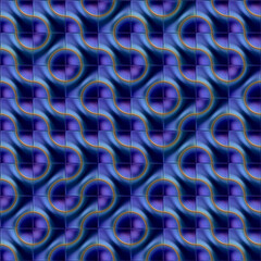 Leinwandbilder - Digital illustration of a pattern consisting of tiles with wavy lines and circles. 3d rendering