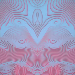 Fototapete - Symmetrical illustration of an undulating topographical map. Abstract geometric pattern. 3d rendering