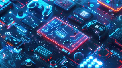 The abstract style of digital technology device in cyberpunk scenery. Luxurious design hardware for controlling computer or electronics equipment. Gaming gadget in micro and electrics theme. AIG53.