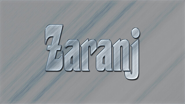 3D Glass effect Afghanistan city name design of Zaranj, glassy background.