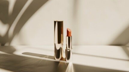 Poster - Elegant Metallic Lipstick Mockup on Stylish Surface