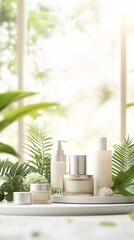 Poster - Organic skincare products, natural ingredients on display, 3D illustration