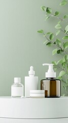 Poster - Organic skincare products, natural ingredients on display, 3D illustration