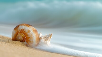 Wall Mural - Elegant Nautilus Shell by the Shore