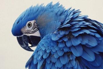 Close-up view of a vibrant hyacinth macaw showcasing its stunning blue feathers in a natural setting