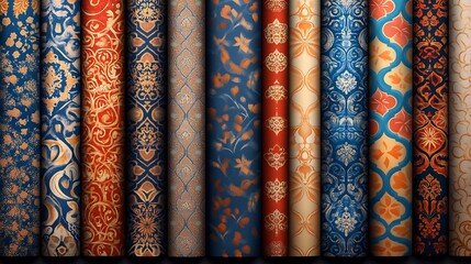 Poster - Elegant assortment of various vector seamless patterns featuring traditional geometric motifs in the oriental style beautifully arranged on a swatch panel perfect for Ramadanthemed designs
