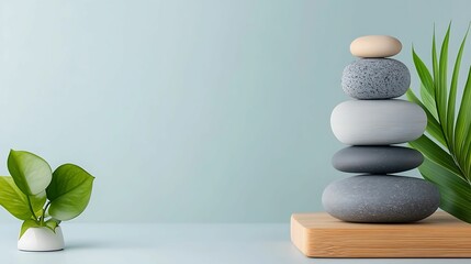 Canvas Print - zen garden a serene arrangement of natural stones and greenery for tranquility and mindfulness
