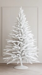 Sticker - White Christmas Tree in Minimalist Interior.