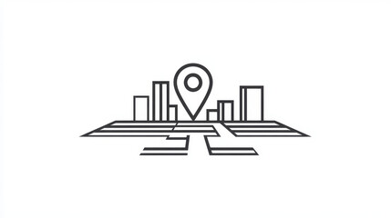 Poster - A simple map marker icon representing a business location, perfect for delivery services, online shopping, or indicating a store on a map.continuous single one line art concept.