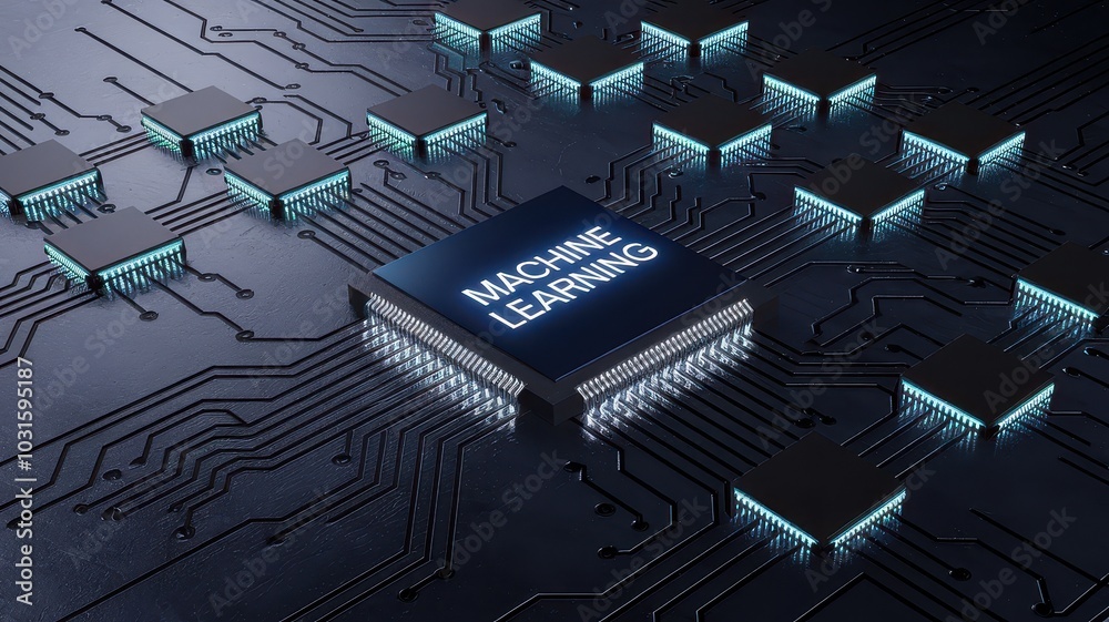 Futuristic intelligence and machine learning technology background with ...