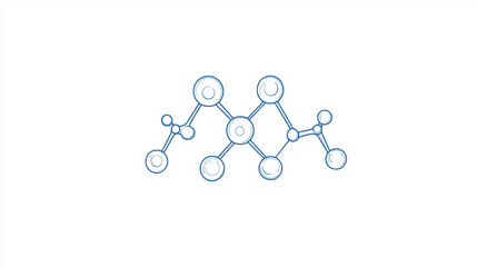 Poster - A simple drawing of a water molecule, showing its shape and the chemical formula H2O. It represents the science behind water, nature, and technology.continuous single one line art concept.