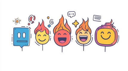 Poster - social media is like a wildfire spreading news and reactions quickly. emojis are like flames, adding