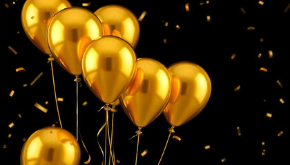 Wall Mural - birthday celebration balloon gold black background