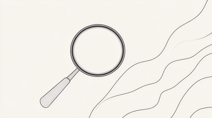 Poster - A simple, continuous line drawing of a magnifying glass represents searching the web for data. This digital illustration is perfect for web design and analysis.continuous single one line art concept.