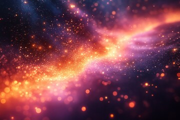 A galaxy of glowing holographic elements and particles suspended in space, with a black hole at the center pulling them in.


