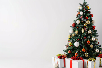 christmas tree and white gift boxes