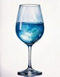 © Suchada - A wine glass filled halfway with a blue liquid, highlighting its transparency and artistic presentation against a light background.