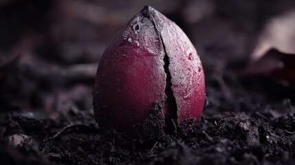 Aufkleber - A Cracked Seedling Emerging from Dark Soil