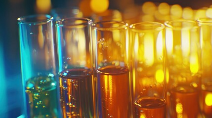 Poster - Close-up of Test Tubes Filled with Colorful Liquids