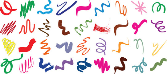 Wall Mural - vibrant squiggle brush strokes vector illustration shapes, and textures, perfect squiggle brush for 