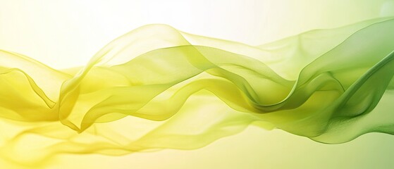 Poster - A soft and flowing abstract background featuring gentle waves of green and yellow hues, perfect for serene designs and presentations.