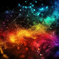 Poster - Abstract colorful background with lights and particles.