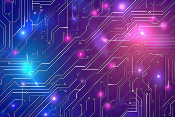 Poster - Abstract digital circuit design with vibrant colors, showcasing technology and modernity in a mesmerizing background.