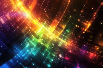 Fototapete - Colorful abstract light patterns on a dark background.