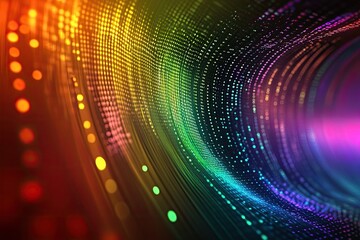 Poster - Colorful digital abstract patterns with vibrant dots and waves.