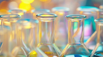 Poster - Close-up of Glass Flasks with Abstract Background