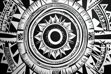 Wall Mural - Stunning black and white abstract pattern featuring intricate designs and geometric shapes, perfect for modern decor.