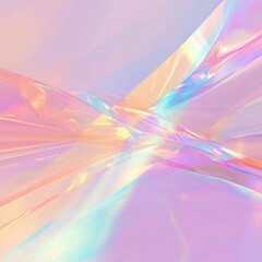 Abstract prismatic background with rainbow-colored light reflections and a glossy, iridescent surface effect.