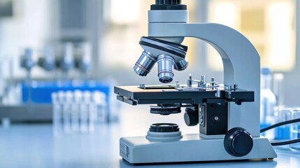 Poster - A Close-Up View of a Modern Microscope in a Laboratory Setting