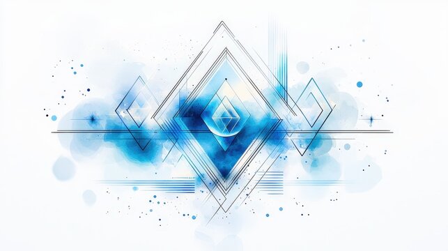 A sophisticated geometric line art graphic, illustrated in a vintage watercolor style, featuring classic  elements for stylish backgrounds.