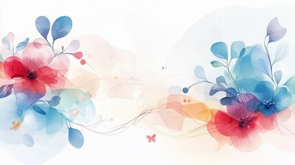 Fototapete - An imaginative watercolor background featuring abstract patterns in line art style, emphasizing individual interpretation and vintage charm.