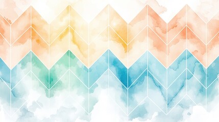 Poster - A delightful mix of chevron patterns in watercolor, showcasing zigzag lines in soft colors that evoke a modern yet timeless aesthetic for wallpapers.