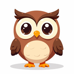 Canvas Print - Adorable vector owl illustration, brown cartoon bird character