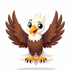 Canvas Print - Cute vector eagle illustration, cartoon bird character with spread wings