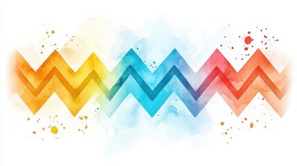 Poster - A beautiful watercolor chevron design, emphasizing the stylish zigzag lines and vintage colors, ideal for contemporary wallpaper or textile applications.