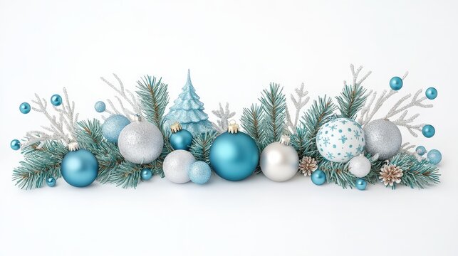 holiday scene in blue and silver tones, with  abstract forms, creating a peaceful Christmas ambiance.