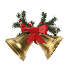 christmas bells with festive decoration and transparent background