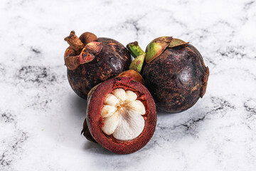 Tropical exotic purple sweet mangosteen