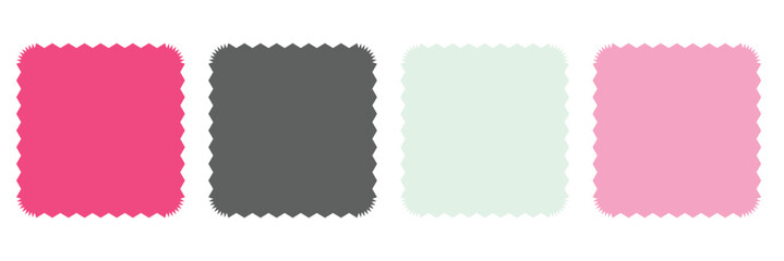 Aufkleber - Zigzag edge square shapes collection. Colorful Jagged sticker or stamp set with wavy. Vector illustration isolated on white  background.  EPS 10