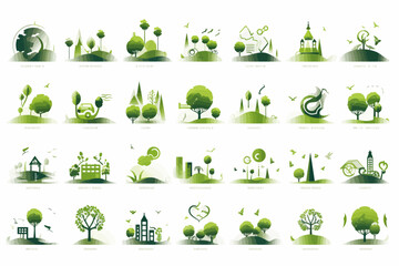 Wall Mural - environment icon set. on white background