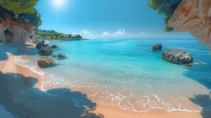 Poster - Blue sea with beach, very beautiful.