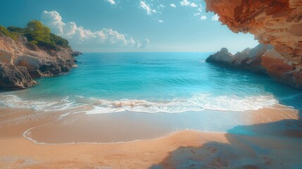 Poster - Blue sea with beach, very beautiful.