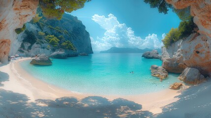 Poster - Blue sea with beach, very beautiful.