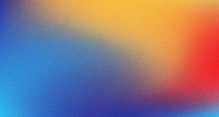 Aufkleber - Red yellow blue grainy gradient vertical background glowing lights noise texture backdrop stock illustration. Gradation wave background with noise effect. Background aesthetic. Wavy grainy color